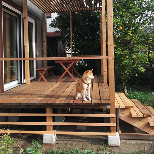 ウエスタンレッドシダー デッキ材 2x6 施工写真