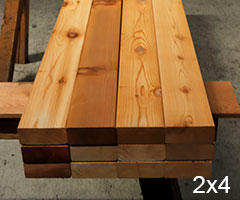 レッドシダー2x4材(節付き)